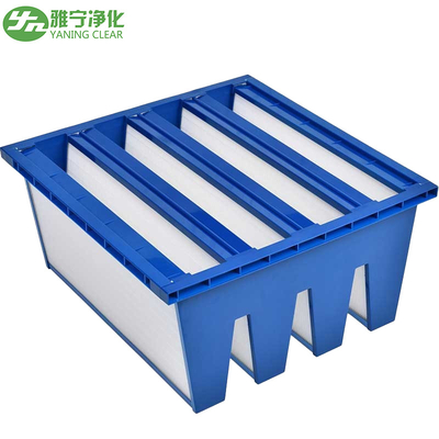 Sistem HVAC AHU Sub - Filter Udara Hepa Tipe W Dengan Bingkai Plastik Biru