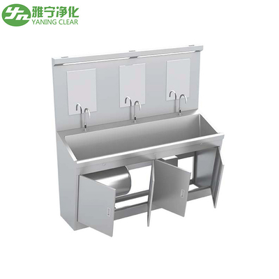 YANING Multi-fungsi Laboratorium Hand Free Stainless Steel Hand Wash Sink Scrub Station