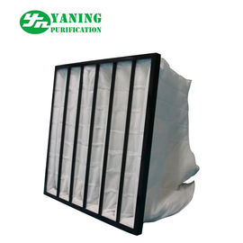 Bingkai Plastik Pra Filter Udara Kantong Putih Dengan Kantong Kain Non Woven