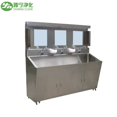 Rust-proof Hand Washing Surgical Scrub Sink Material Baja Ringan dengan Sensor Faucet untuk Rumah Sakit