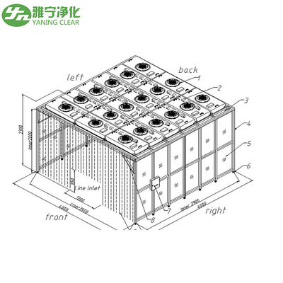 ISO 5 Clean Booth Modular FFU System dengan HEPA Filter Anti-Static Curtain