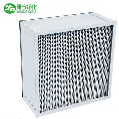 Filter Udara HEPA Lipatan Dalam H10 - H14 Rangka Baja Galvanis Untuk Kamar Bersih