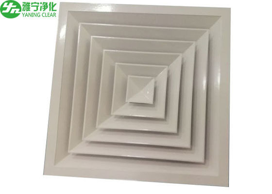 Pipa Udara Inlet Square White Aluminium Grille Directional Air Diffuser Untuk Cleanroom