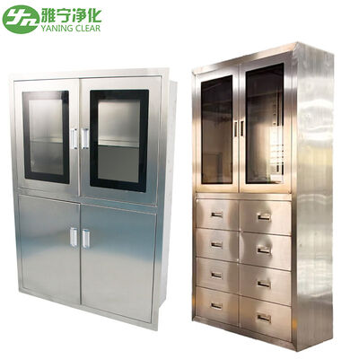 Cabinet medis dengan pintu kaca stainless steel 304 untuk penyimpanan obat rumah sakit