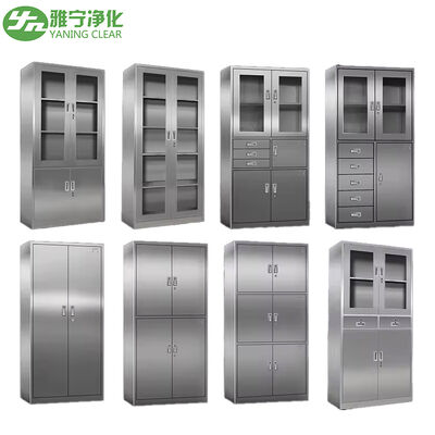 Lemari Medis Stainless Steel 304 dengan Jendela Kaca Tempered Tertanam dan Desain Tahan Lembab untuk Fasilitas Kesehatan