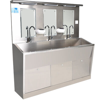 YANING Stainless Steel Hand Wash Sink dengan tangan bebas dan sentuhan lutut untuk Rumah Sakit Operating Theater Scrub Station
