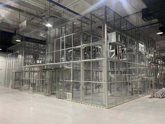 Booth Cleanroom ISO 5 dengan Konstruksi Baja Tahan Karat 304 dan Filter HEPA H14 untuk Penanganan Serbuk Farmasi