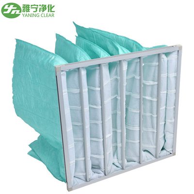 Penggantian Sistem Ventilasi YANING EN779 F9 ASHRAE MERV 15 Media Elektrostatik Multi-Saku Filter Kantong Pengumpul Debu
